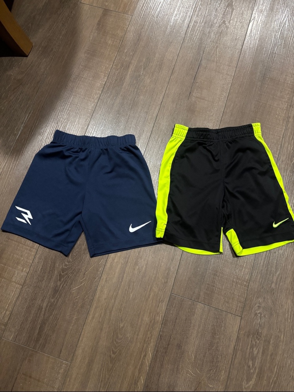 Nike Boys Athletic Shorts - Navy & Neon Yellow-Trim Black